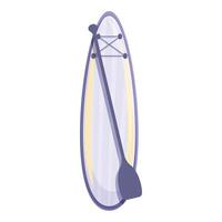 Cartoon style icon of a stand up paddle board and paddle for riding waves vector