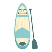 Blue and beige paddle board with paddle for stand up paddling vector