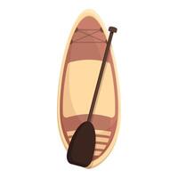 Wooden canoe with paddle lying on sand top view illustration vector