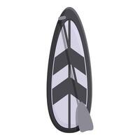 Paddle board for sup surfing staying upright on water with paddle leaning on it vector