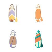 Set of cartoon kayaks and paddles isolated on white vector