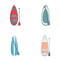 Set of various types of kayaks and paddles vector