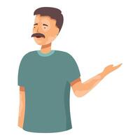 Man with vitiligo skin condition making a presentation gesture vector