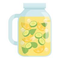 Refreshing summer drink with cucumber, lemon, and mint in a mason jar vector