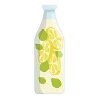 Tall glass bottle with a refreshing summer drink infused with lemon and mint vector