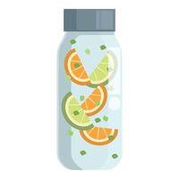 Refreshing detox water infused with sliced oranges and limes in a glass jar vector