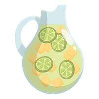 Refreshing summer drink with slices of lime and pieces of pineapple vector