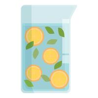 Laboratory beaker filled with water, slices of orange, and mint leaves for a refreshing summer drink vector