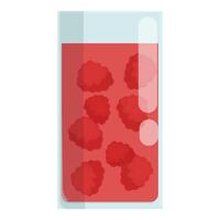 Glass filled with raspberry juice and whole raspberries floating inside vector