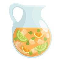 Refreshing summer drink with citrus fruits and mint infused in a glass pitcher vector
