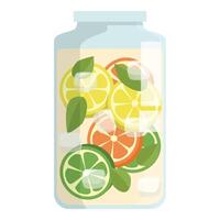 Glass jar filled with sliced citrus fruit and ice cubes for refreshing summer drink vector