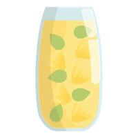 Refreshing pineapple juice with slices and mint leaves in a glass vector
