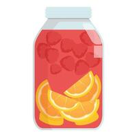 Glass jar filled with sliced oranges and raspberries making refreshing summer drink vector