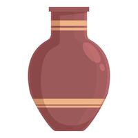 Ancient clay vase with stripes standing on white background vector