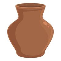 Empty clay pot standing on white background vector