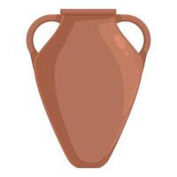 Large empty clay amphora standing on white background vector
