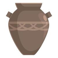 Ancient clay amphora with handles and decorative pattern for storing wine or oil vector