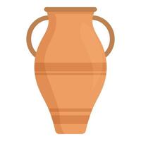 Ancient clay amphora with two handles standing on white background vector