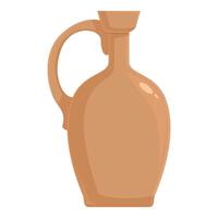 Ancient clay amphora standing on white background with handle vector