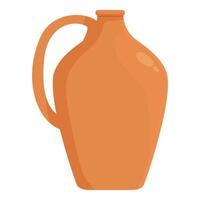 Large brown clay pitcher standing on white background vector
