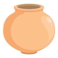 Round clay pot standing on a white background vector