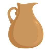 Brown empty ceramic pitcher with handle for serving water or wine vector