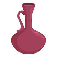 Cartoon style red clay amphora vase standing on white background vector