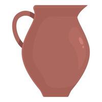 Large brown ceramic pitcher standing on a white background vector
