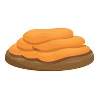 Pile of fresh salmon fillets resting on a wooden cutting board vector