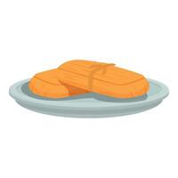 Two fresh tamales tied with string, resting on a plate vector