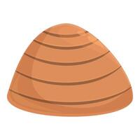 Brown striped dome shaped rock formation sitting on white background vector