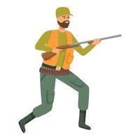 Hunter running and aiming with rifle while wearing hunting clothes vector