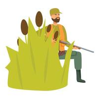 Hunter waiting in ambush with rifle vector