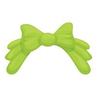 Big green bow tie with folded ribbon ends pointing to each side vector