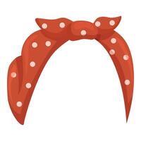 Red polka dot bandana tied around the head, side view, isolated on white vector