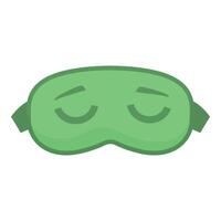 Green sleeping mask with closed eyes promoting restful sleep and relaxation vector