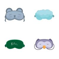 Assorted cartoon sleep masks set vector