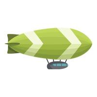 Big zeppelin green dirigible flying with gondola vector