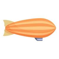 Orange and yellow zeppelin flying in the sky, side view vector