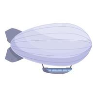 Large zeppelin airship flying in cloudy sky with gondola basket vector