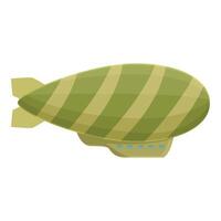 Large green and yellow zeppelin dirigible flying in sky vector
