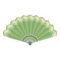 Green and beige hand fan folded open showing its beautiful design vector