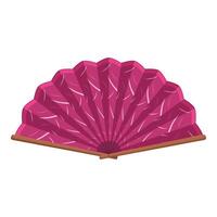 Pink hand fan with wooden handle is folded and laying on white background vector