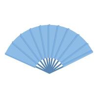 Blue hand fan folding and unfolding creating a refreshing breeze vector