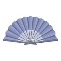 Traditional blue handheld folding fan open for cooling down in summer vector