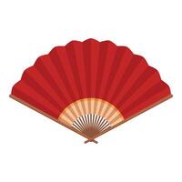 Red hand fan folded and displaying traditional asian design vector