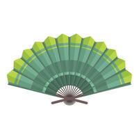 Green and yellow hand fan folded and displaying its beautiful design vector