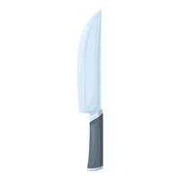 Large sharp chef knife pointing upwards with black handle vector