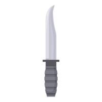 Sharp hunting knife with black handle pointing upwards vector