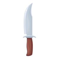 Large hunting knife with a wooden handle pointing upwards vector